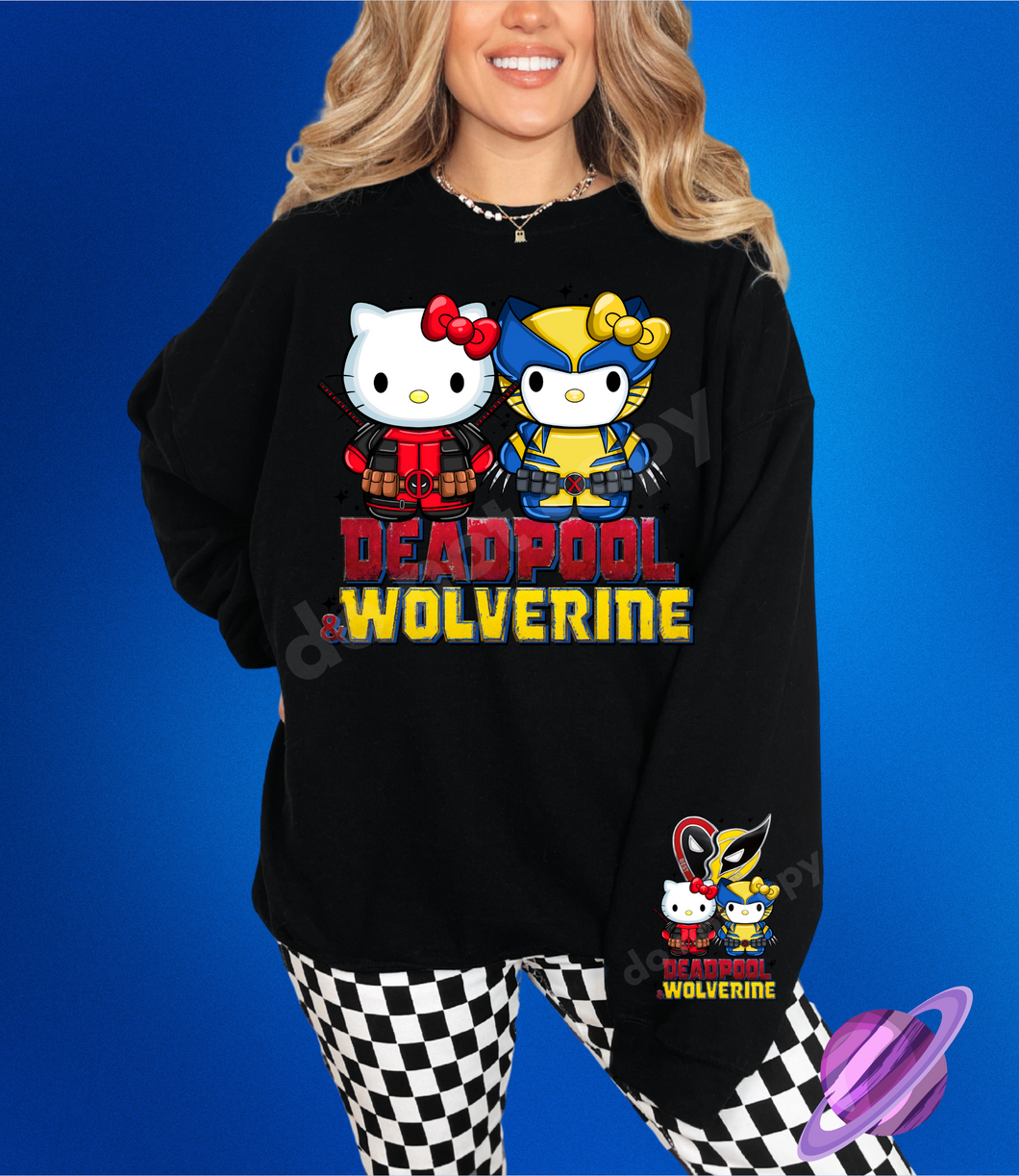 DP WV KITTY- CREWNECK SWEATSHIRT  W/ SLEEVE PRINT