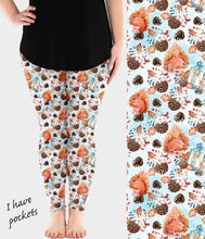 Load image into Gallery viewer, RTS - Snowy Squirrel Leggings w/ Pockets
