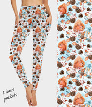 Load image into Gallery viewer, RTS - Snowy Squirrel Leggings w/ Triangle Sport Pockets
