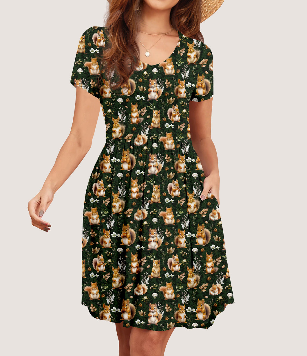 RTS - Squirrel Pocket Dress