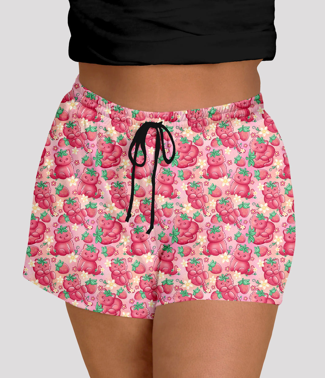 RTS - Strawberry Kitty Jogger Shorts