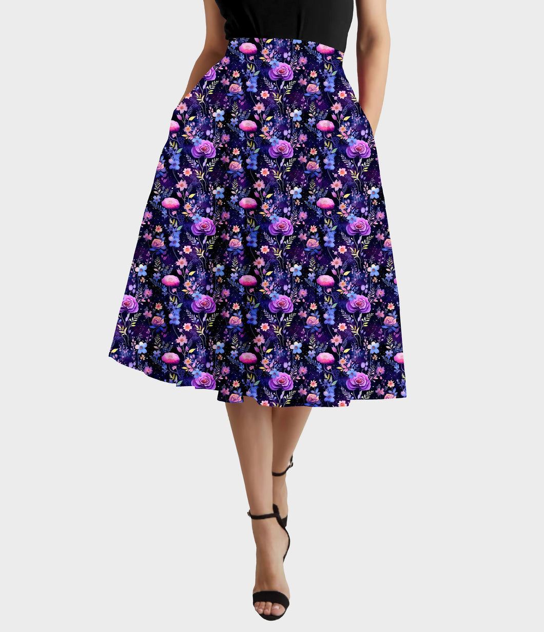 RTS - Whimsical Blooms Swing Skirt w/ Pockets