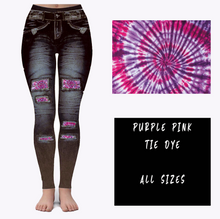 Load image into Gallery viewer, LEGGING JEAN RUN-PINK PURPLE TIE DYE (ACTIVE BACK POCKETS)
