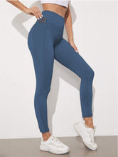 Load image into Gallery viewer, SOLID RUN-BLUE GREY PANEL POCKET LEGGING
