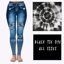 Load image into Gallery viewer, LEGGING JEAN RUN-BLACK TIE DYE (ACTIVE BACK POCKETS)
