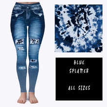 Load image into Gallery viewer, LEGGING JEAN RUN-BLUE SPLATTER (ACTIVE BACK POCKETS)
