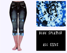 Load image into Gallery viewer, LEGGING JEAN RUN-BLUE SPLATTER (ACTIVE BACK POCKETS)
