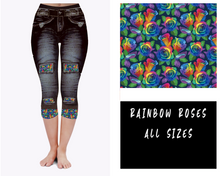 Load image into Gallery viewer, LEGGING JEAN RUN-RAINBOW ROSES (ACTIVE BACK POCKETS)
