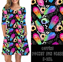 Load image into Gallery viewer, 3/4 SLEEVE POCKET DRESS- COFFINS
