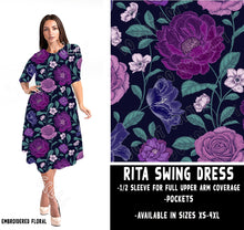 Load image into Gallery viewer, RITA SWING DRESS RUN-EMBROIDERED FLORAL
