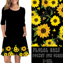 Load image into Gallery viewer, 3/4 SLEEVE POCKET DRESS- FLORAL EARS
