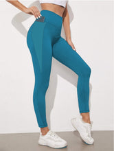 Load image into Gallery viewer, SOLID RUN-LAKE BLUE PANEL POCKET LEGGING
