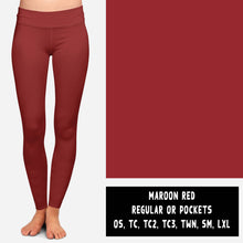 Load image into Gallery viewer, SOLIDS RUN-MAROON RED LEGGINGS
