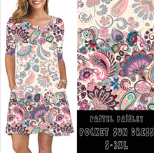 Load image into Gallery viewer, 3/4 SLEEVE POCKET DRESS- PASTEL PAISLEY
