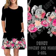 Load image into Gallery viewer, 3/4 SLEEVE POCKET DRESS- PEONY
