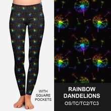 Load image into Gallery viewer, RTS - Rainbow Dandelions Leggings w/ Pockets
