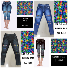 Load image into Gallery viewer, LEGGING JEAN RUN-RAINBOW ROSES (ACTIVE BACK POCKETS)
