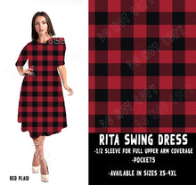 Load image into Gallery viewer, RITA SWING DRESS RUN-RED PLAID
