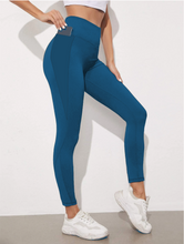 Load image into Gallery viewer, SOLID RUN-TEAL PANEL POCKET LEGGING
