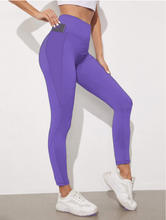 Load image into Gallery viewer, SOLID RUN-VIOLET PANEL POCKET LEGGING
