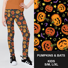 Load image into Gallery viewer, RTS - Kids Pumpkins &amp; Bats Leggings w/ Inside Pockets
