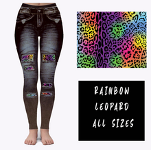 Load image into Gallery viewer, LEGGING JEAN RUN-RAINBOW LEOPARD (ACTIVE BACK POCKETS)
