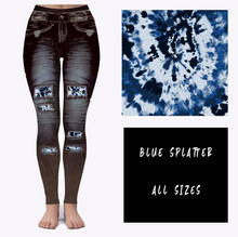 Load image into Gallery viewer, LEGGING JEAN RUN-BLUE SPLATTER (ACTIVE BACK POCKETS)
