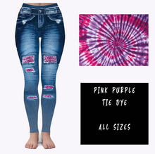 Load image into Gallery viewer, LEGGING JEAN RUN-PINK PURPLE TIE DYE (ACTIVE BACK POCKETS)
