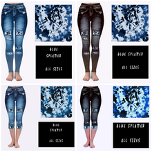 Load image into Gallery viewer, LEGGING JEAN RUN-BLUE SPLATTER (ACTIVE BACK POCKETS)
