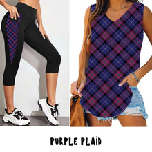 Load image into Gallery viewer, PPO RUN-PURPLE PLAID CAPRI/LEGGING
