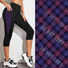 Load image into Gallery viewer, PPO RUN-PURPLE PLAID CAPRI/LEGGING
